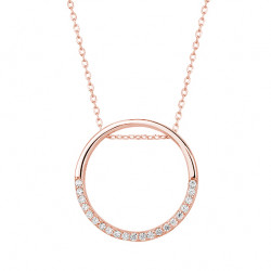 Colier argint placat cu aur roz cu pandantiv cerc cu pietre DiAmanti Z1456N_RG-DIA (Argint 925‰ 3 g.)